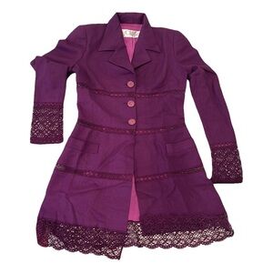Vintage Chloe Plum violet Lace-Trim Skirt Suit